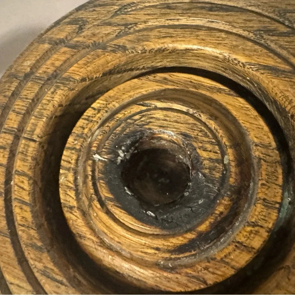 vintage oak candle holder